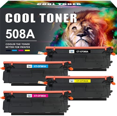 Cool Toner Kompatibel Tonerkartusche als Ersatz für HP 508X 508A CF360X CF361X CF362X CF363X Color Laserjet Enterprise M552dn M553dn M553n M553x M552 M553 MFP M577 (Schwarz Cyan Gelb Magenta,4-Pack)