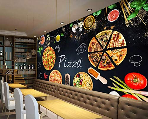 papel de parede 3d wallpaper Modern personality pizza shop blackboard newspaper background 3D wall papers home decor,300 * 210cm