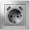 Famatel 9239 Prise encastrable 16 A-250 V + 2 ports USB 2,1 mA. Couleur : gris aluminium.