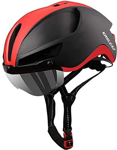 KINGLEAD Casque de vélo,Chargement USB de sécurité LED Light,Certifié CPSC Réglable Casque Velo,Lunettes Magnétiques Détachables Visière et Protection UV,Casque Trotinette Adulte 57-62CM
