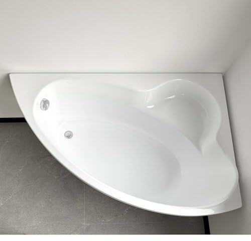 ECOLAM® Badewanne Eckbadewanne Acryl Ada weiß 160x100 cm RECHTS + Ablaufgarnitur Ab- und Überlauf Automatik Füße Silikon Komplett-Set