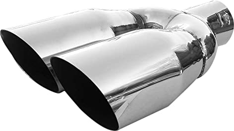 Doppel Auspuffblende Endrohr Endstuck Auspuff Blende Schalldampf Sportauspuff Universell Schalldampf Sport Tuning Optik Edelstahl Oval bis 56mm Chrom AutoHobby