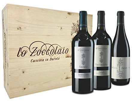 Lo Zoccolaio Cassetta Legno - Vino Rosso - Barbera D'Alba+Langhe Rosso+Barolo 3 Bottiglie x 750ml