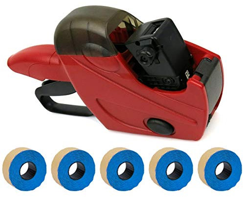 Preisauszeichner Set | UNO C6 Etikettier-Gerät | Hand-Auszeichner mit 7.500 Etiketten in blau permanent | robust und langlebig | PB-Onlinehandel