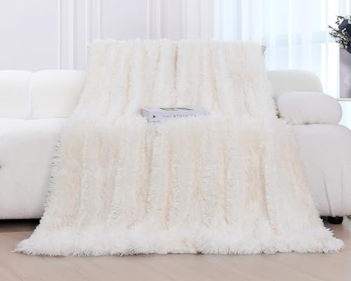 KANKAEU Flauschige Kuscheldecke, Wendbare Flauschige Decke für Komfort, Kuscheldecke Weiß 130×160 cm, Pflegeleicht, Ideal als Winterdecke oder Geschenk, Fleecedecke, Sofadecke und Tagesdecke