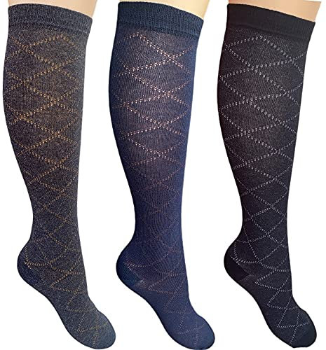 Infinity 6 Paia Calze Lunghe Donna a pois invernali fantasia in Caldo Cotone 100% Morbide di qualità elasticizzate 35-40 Rombi