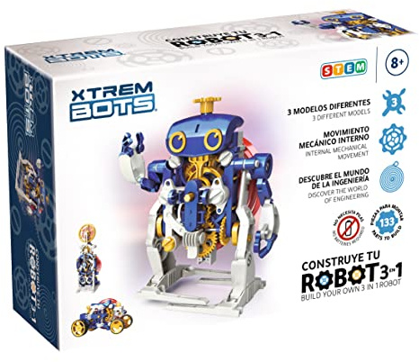Xtrem Bots – Baue deinen 3-in-1-Roboter | Robotik-Bausatz | Robotik für Kinder ab 8 Jahren | Pädagogischer STEM-Roboter für Kinder | Roboter-Bauset | 133 Teile
