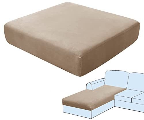 SHUOJIA Sofa-Sitzkissenbezüge, Sofakissen-Bezüge Stretch-Samt,Sitzkissenschutz,Couchkissen-Bezüge Ersatz Für Individuelle Kissen Mit Elastischem Stoff (Camel,Chaise Longue)