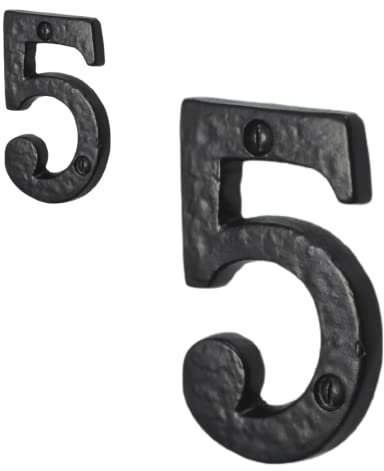 Antique Black Door Numbers Screw On 3 Inch Cast Iron Number 5 Door Number Elegant and Bold Door Numerals Suitable for All Door Types Including Wooden uPVC and Composite.