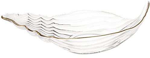 Zerodeko Clear Glass Fruit Plate Glass Crystal Tableware Decorative Dessert Plate Salad Bowls for Salad Fruit Vegetable Cake Candy Snack (Conch Shape)
