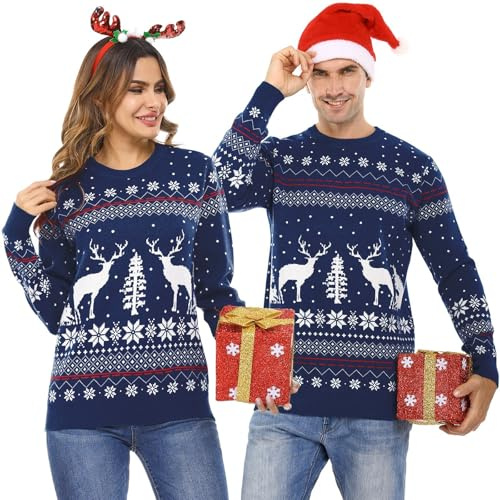 Totatuit Womens Christmas Jumper Funny Graphic Santa Claus Snowman Xmas | Long Sleeve, Crew Neck, Christmas Style