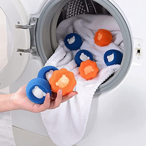 3Pcs Hair Remover for Laundry, Reusable Hair Remover Washing Machine Tumble Dryer Hair Catcher Laundry Ball for Clothing Dog Cat Pet Hair Remover (Blue,Orange)