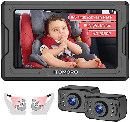 Itomoro Baby Car Camera HD 1080P Dual-Channel Display Baby Car Monitor with 2 IR Night Vision Camera, Easily Install 4.3'' Car Camera for Baby with Crystal Clear Wide View for Rear Facing Seat