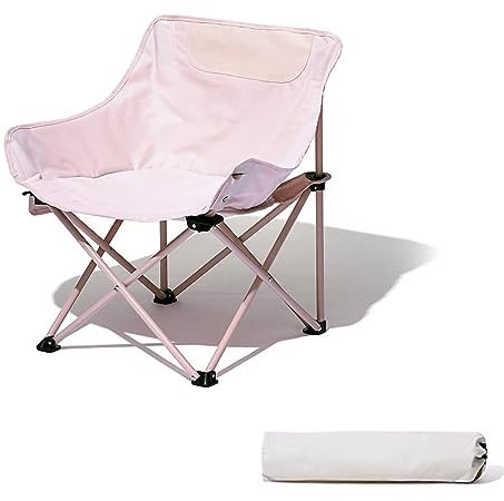 HYQFSAD Chaise de camping légère Structure triangulaire stabilisée Chaise de camping lune avec sac de transport Chaise de camping robuste et durable pour stalle de pêche à la plage (couleur : rose)
