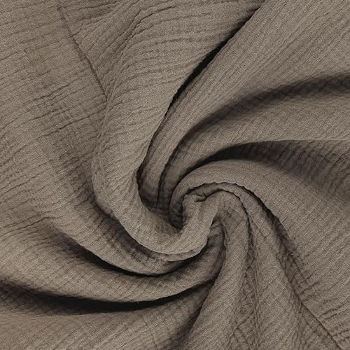 Textrend Doppelter Gaze-Musselin Stoffe Meterware - Stoff zum Nähen - Musselin - Weiches Antiallergisches Material - Textilien 1x1.45m - Stoffe Meterware (Einfach taupe)