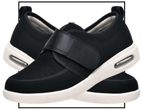 Chaussures pour Pied Gonflé Chaussure Diabétique Orthopédique Sneaker Chaussure Orthopedique Homme Léger Âgé Chaussures Très Larges pour Les Pieds Gonflés De L'arthrite Œdème (Color : Black, Size :