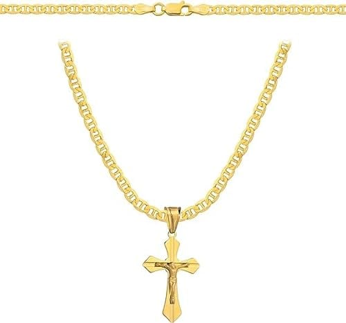 OPRAVA Goldkette Herren 585, Kette Herren 925/585 - Königskette - Kreuz Kette 45 cm- Goldkette Kreuzkette, Herren Schmuck, Geschenk Freund, Herren Geschenke Geburtstag - Halskette Herren