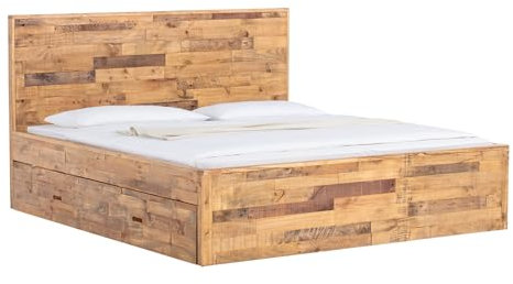 Woodkings Holzbett Mayari | rustikales Doppelbett 180x200 cm | Massivholz Möbel für Schlafzimmer | mit Schubkästen - idealer Stauraum