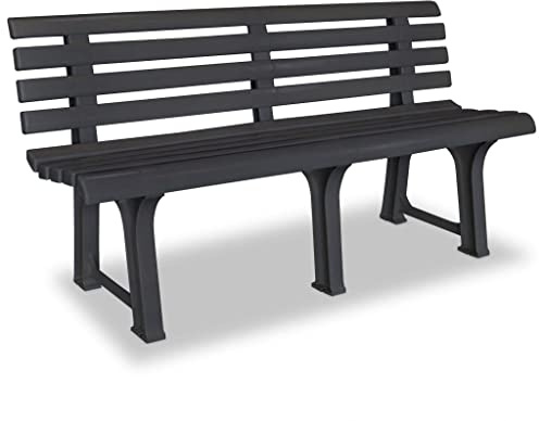 QZZCED Gartenbank 145,5 cm Kunststoff Anthrazit, Terrassenbank Parkbank aus Outdoor Sitzbank Gartenbank für Terrasse Für Rasenflächen, Hinterhöfe und Gärten