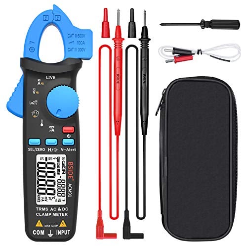 BSIDE ACM91 Pinza amperometrica AC DC 1mA TRMS Mini Tester Corrente di Dispersione 6000 Conteggi Multimetro Digitale Autorange di Temperatura Capacità Tensione Ohm Continuità NCV Milliampere per Auto