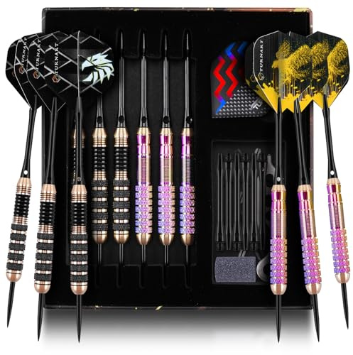 Turnart Darts Metallspitze Set 6 Stück 22/24 Gramm Darts Set | Professionelle Darts Messing Barrels Stahlspitze Darts