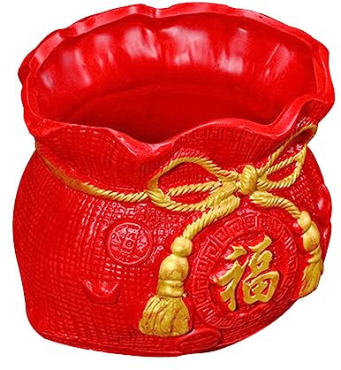 KONTONTY Pot De Fleurs Céramique pour Plantes Succulentes Jardinière Créative pour Intérieur Et Bureau Rouge