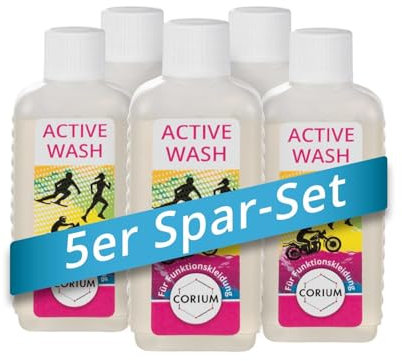 Corium | Spezialwaschmittel für Funktionskleidung, für Hand- & Maschinenwäsche, effektive Reinigung bei 20 Grad, 5x100ml