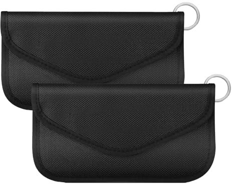 Xvbhaq 2 Stück Faraday Tasche, Schwarz Strahlenschutz Handy, Bag mit RFID Blocker und Signal Störsender, Hülle für Keyless Go Schutz Autoschlüssel, Abschirmung, Anti-hacking