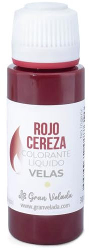 Gran Velada - Colorante Líquido para Velas Rojo Cereza 30 ml | Ideal para Velas Artesanales | Listo para Usar | Pigmento de Calidad