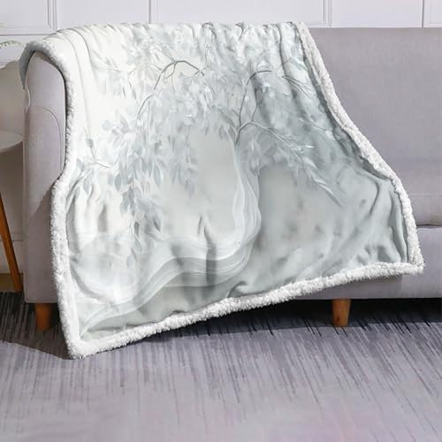 Kuscheldecke Weiche Und Warme Faux Lambswool Decke Für Sofa, Mit Einfach Weide Band Muster, Microfaser Fleecedecke Als Tagesdecke Oder Sofa Überwurf (150x200Cm, Weiß)