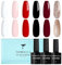 TOMICCA Vernis Semi Permanent Rouge Blanc Noir Glitter Gold Kit, 6 Couleurs Vernis Gel UV Semi Permanent Kit, Vernis à Ongles Gel Nail Polish UV LED Soak Off Manucure Nail Art Kit, 8ML