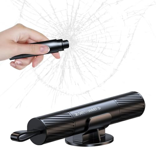 Yesimola Brise Vitre Coupe Ceinture 2 en 1, Marteau Brise Vitre Voiture, Coupe Ceinture de Sécurité et Brise Vitre, Outil d'évacuation avec d'urgence Marteau Brise Glace Voiture (Noir)