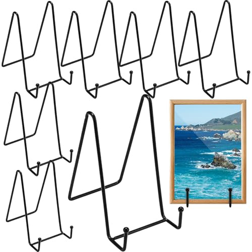 MUKSUET 12 Pack 6 Inch Plate Stands for Display, Black Metal Picture Frame Easel Stand, Metal Tabletop Holders for Display Book, Photos, Dish, Craft, Pictures