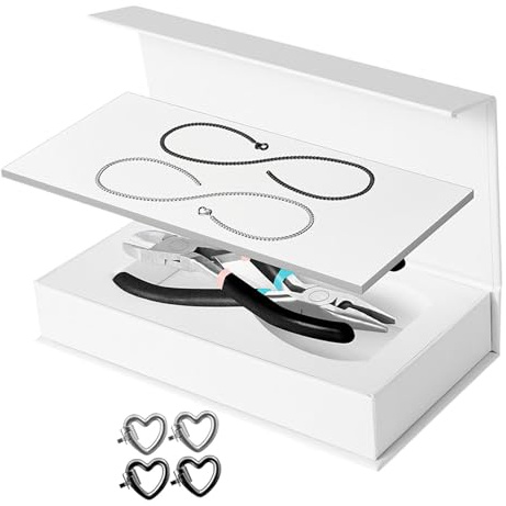 APLVFFZH Permanent Bracelet Kit Bracelet Making for Couples Casual Gifts DIY Locked Bracelet for Engagement Valentines Day Family, Heart lock Black and Silver
