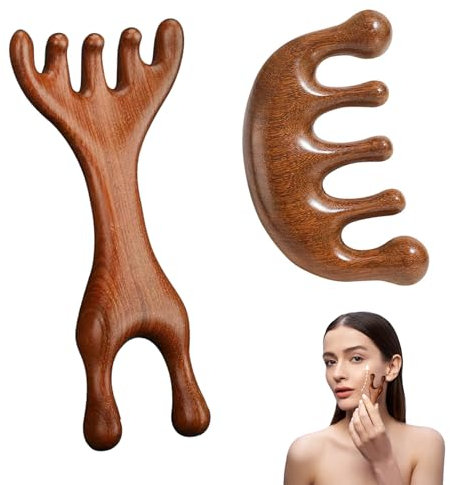 Masajeador de cuero cabelludo de madera con dos estilos diferentes cepillo masajeador cuero cabelludo diseño ergonómico para relajación y estimulación capilar masajeador cuero cabelludo masaj