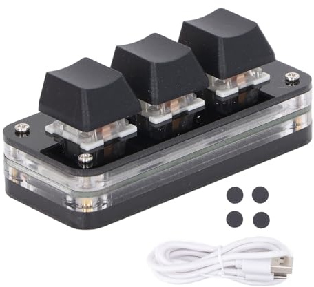 Srliya 3 Key Mini Keypad Industrial USB Interrupteur Bleu personnalisé Clavier de Jeu Programmable avec Lumière RVB