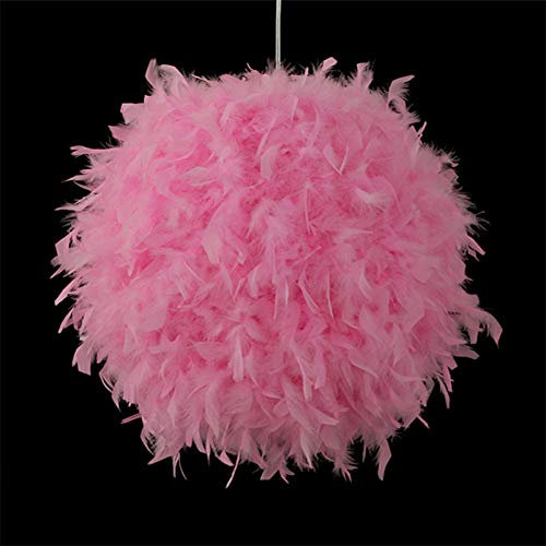 MESOVFCA Lampadario a Forma di Piuma, con Sfera Rotonda, Moderno e Romantico, con Paralume e Lampadina E27, Illuminazione da soffitto per Camera da Letto, Sala da Pranzo, Rosa + Luce Calda, 30 cm