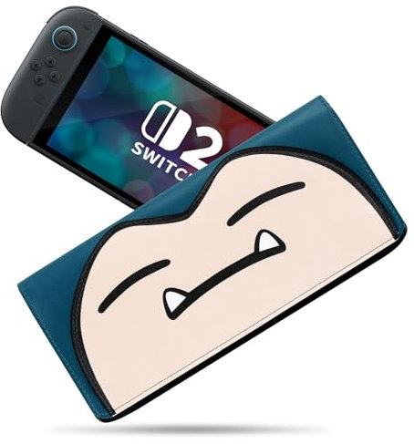 Switch 2 Case Compatible for Nintendo Switch 2 Console, Slim Carrying Travel Case with 5 Game Card Holders, Cute Leather Sleeve Pouch for Nintendo Switch Console & Accessories - Blue