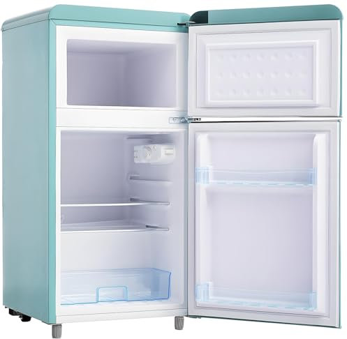 Frigorífico retro, 72 litros de volumen y congelador de 21 litros, iluminación LED, 120 kWh/año, clase energética E,Blue