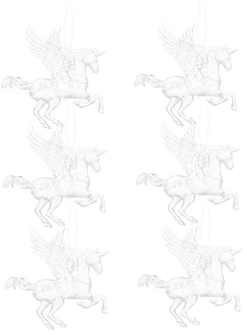 BUGUUYO 6 Piezas Decoraciones Transparentes de Pegasus para Árbol de Navidad y Ventanas Figuras de Unicornio para Manualidades y Decoración Festiva