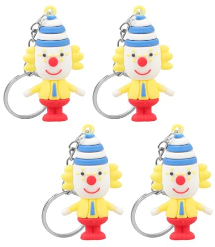 PAMINGONO 4 Stück Clown Schlüsselanhänger aus Kunststoff Kompakt und Bruchsicher Rucksack und Taschenanhänger für Party und Alltagsdeko
