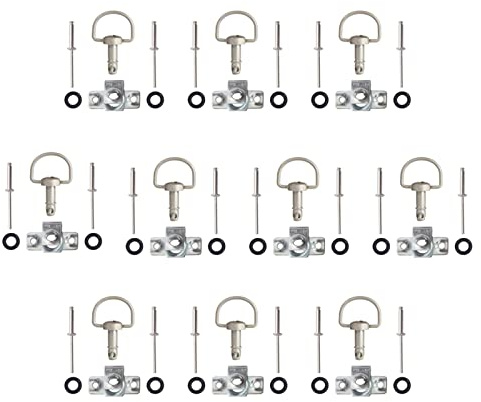 Pièces de vis 10 Set Moto Universal Quick Release D-Ring 1/4 Tour Race Carénage Fixations Rivet 19mm Vis(Matt Silver)