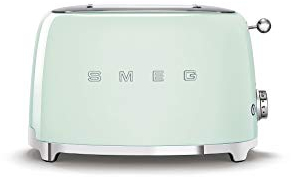 Smeg TSF01PGUK 2 Slice Toaster, Extra Wide Slots, 3 Pre-Set Options, 950W, Pastel Green