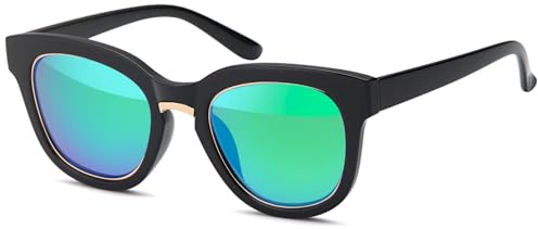 styleBREAKER Damen Nerd Sonnenbrille Oval Retro Flachglas | Kat. 3 UV400 Schutz, Vollrand-Gestell aus Polycarbonat und Metall, inkl. Mikrofaser-Putztuch und Kordel-Etui.