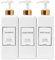 HARRA HOME Modern Gold Design Pump Bottle Set 27 oz Refillable Shampoo and Conditioner Dispenser Empty Shower Plastic Bottles with Pump for Bathroom Lotion Body wash Massage Oils, Pack of 3 (White)