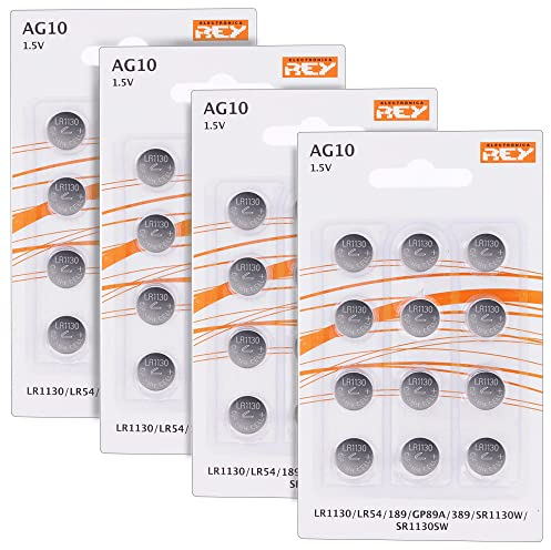 Pack 48x Alkali-Batterien Modell AG10 1.5V Litium, LR1130, LR54, L1131, 189, GP89A, 389, SR1130W, SR1130SW, hohe Haltbarkeit