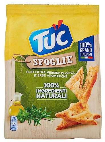 Tuc Sfoglie, Olio Extravergine di Oliva & Erbe Aromatiche, Triangolini Sottili e Croccanti Cotti al Forno, 170g
