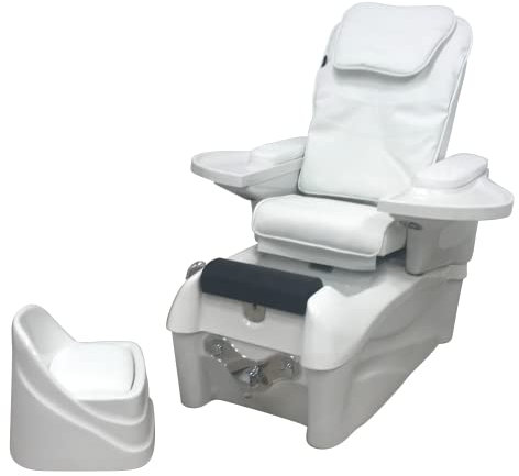 NEOBEAUTY BCN Conjunto Pack sillón de pedicura SPA Omega con Silla Auxiliar para el Profesional con Masaje shiatsu, bañera incorporada, cromoterapia, calefacción Asiento de 2 Motores (Blanco)