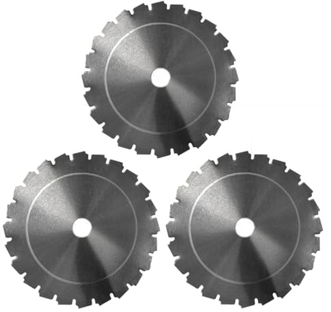 Kurt-Saw 3-Pack 24T Chisel Tooth Blades for Brush Cutter, Trimmer, Weed Eater, Compatible with Plastic, Vegetation, Made of Alloy Steel, 8 Diameter, 1 Arbor, Resharpenable
