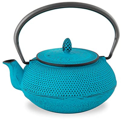 Roji Associates Teekanne Gusseisen ｍit Teesieb Made in Japan/Innenseite Emailliert Kaminofen Bunt Design Teekanne (600 ml/blau)